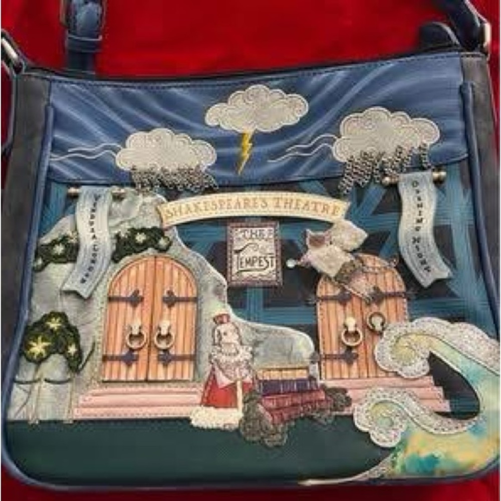 Shakespeare's Theatre Themed Blue Shoulder Bag